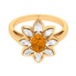 1 Carat Oval Cut Citrine Flower Engagement Ring with Diamond Stones