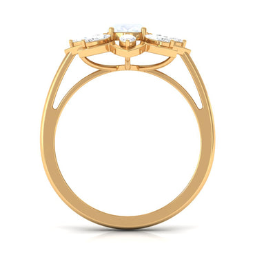 Oval Cut Moonstone and Diamond Flower Cocktail Ring