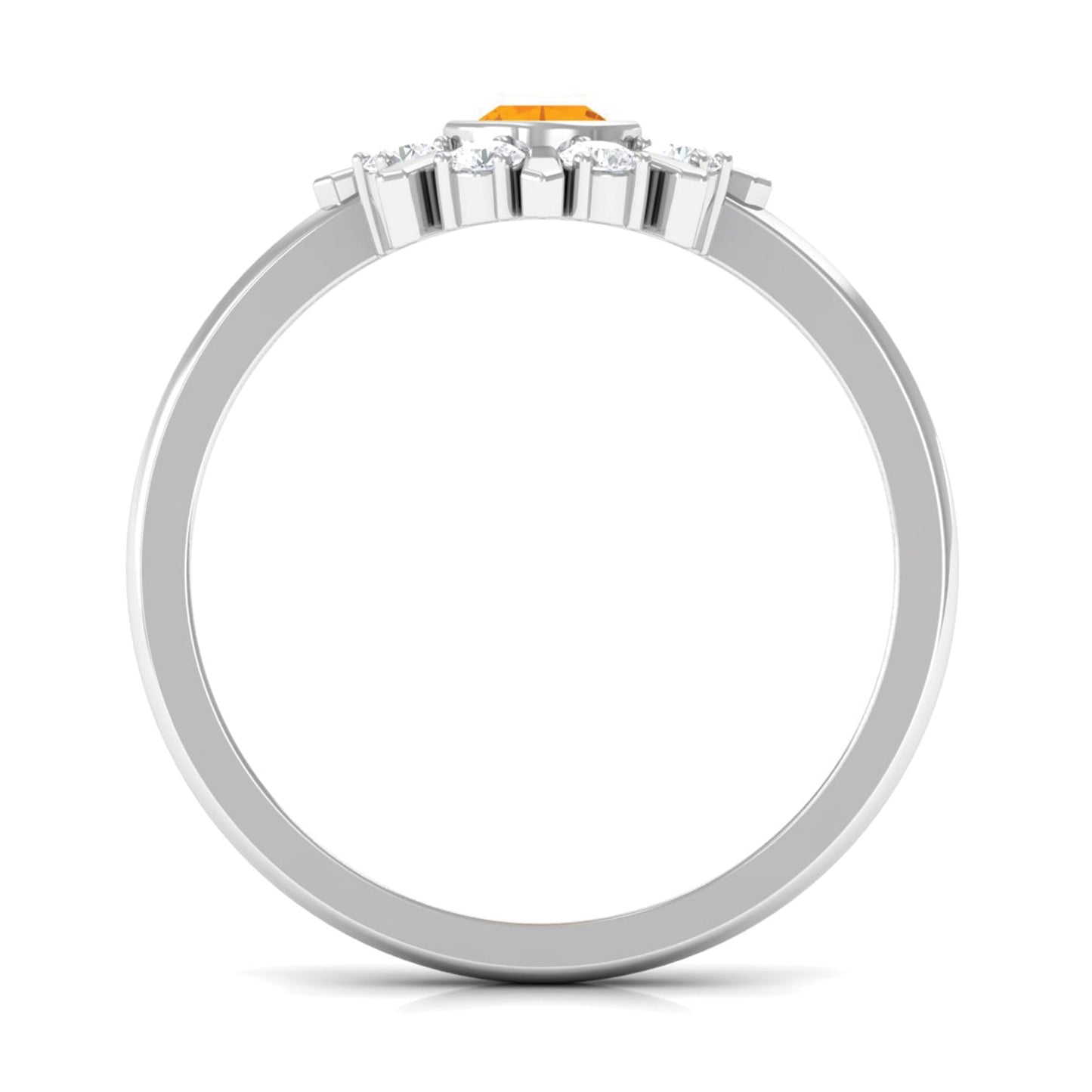 0.4 Carat Bezel Set Fire Opal Statement Ring with Diamond