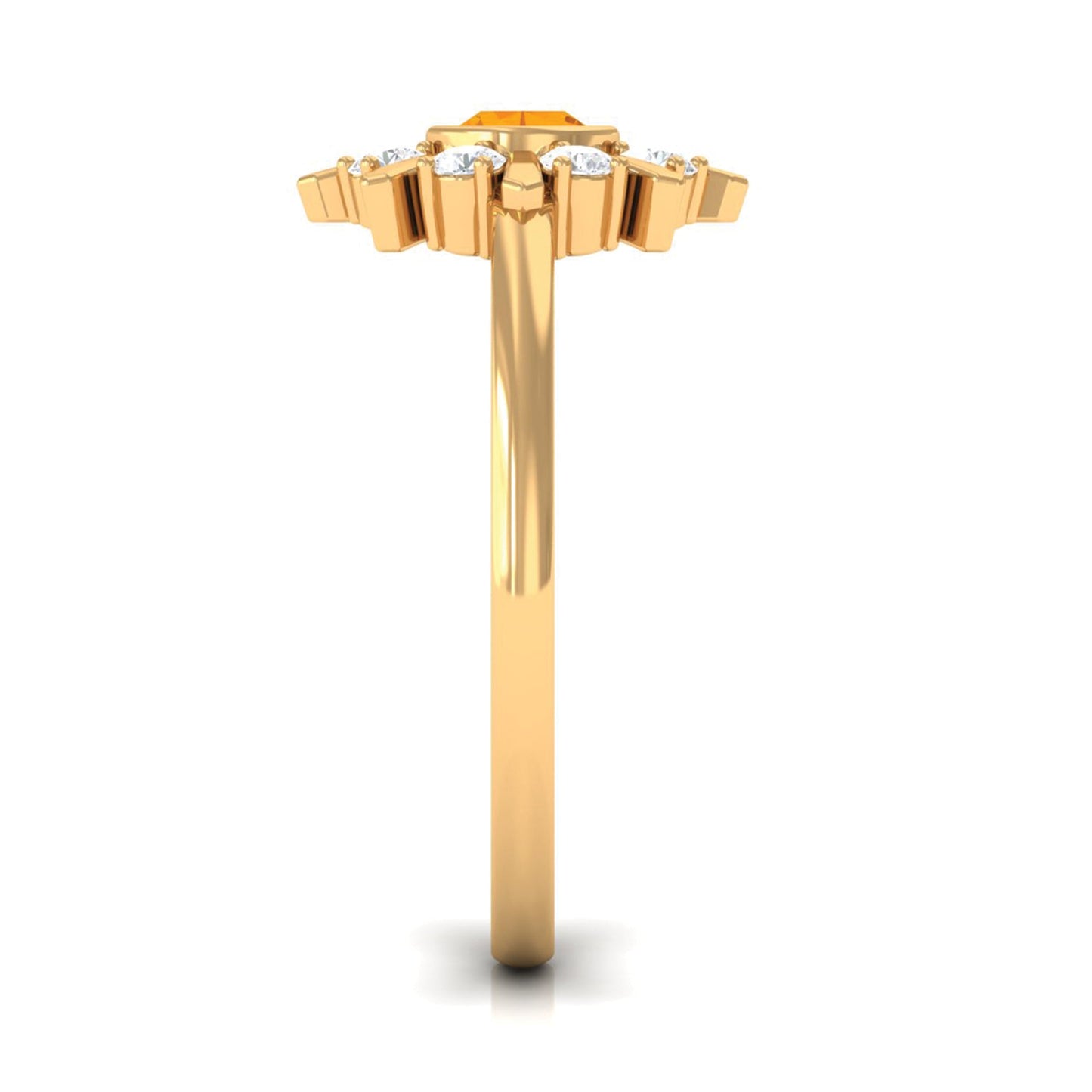 0.4 Carat Bezel Set Fire Opal Statement Ring with Diamond