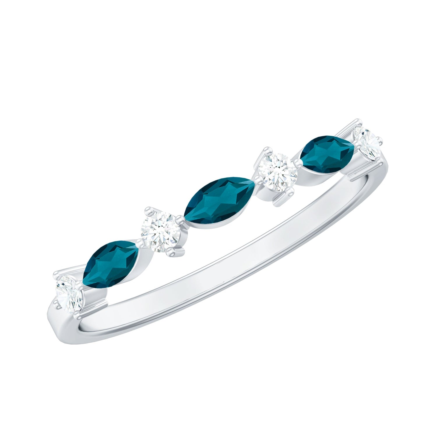 Marquise London Blue Topaz Stackable Eternity Band with Diamond