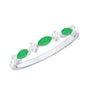 Genuine Emerald and Diamond Minimalist Half Eternity Ring