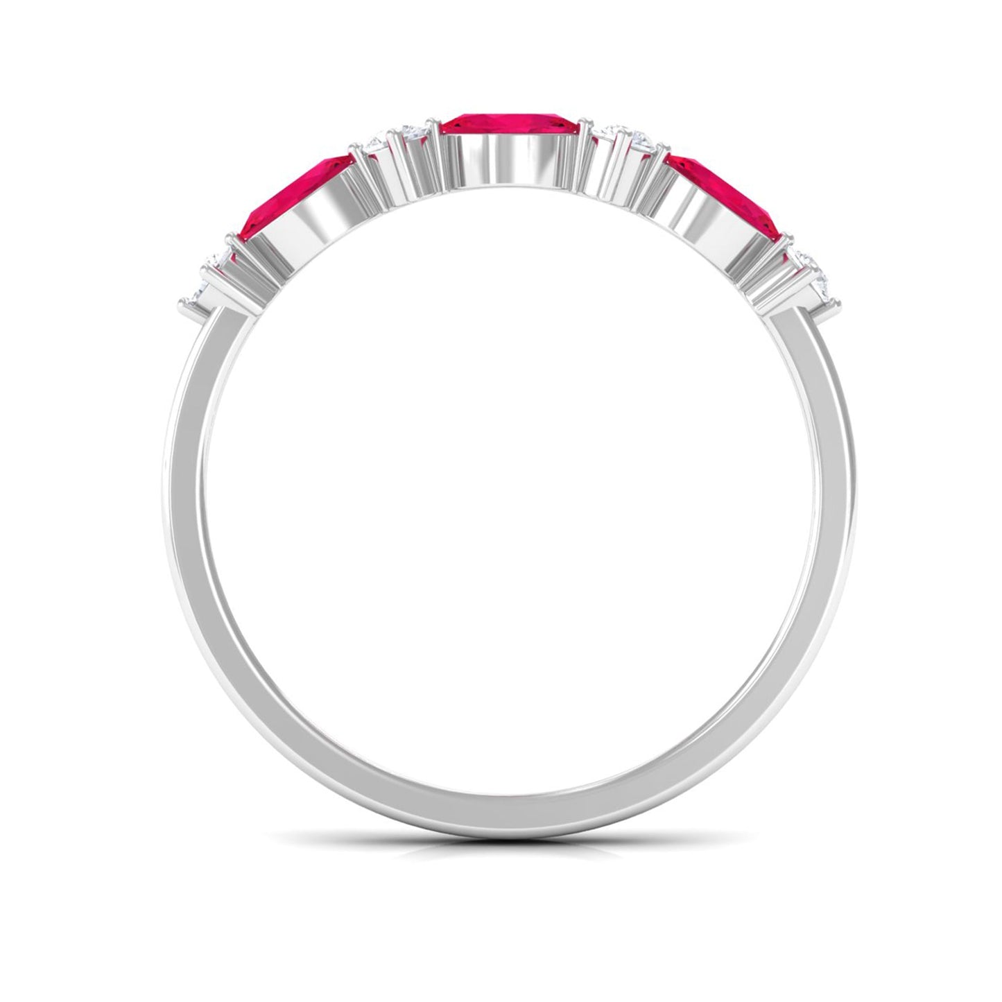 Natural Marquise Ruby Diamond Half Eternity Ring for Anniversary