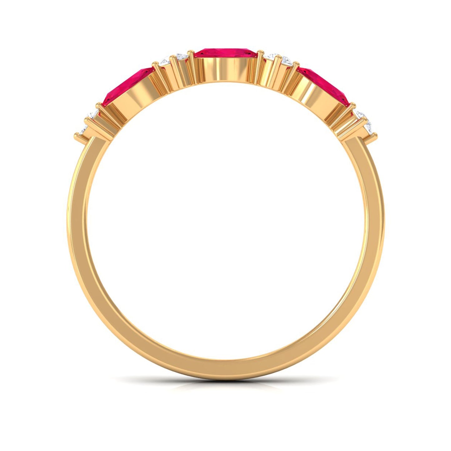 Natural Marquise Ruby Diamond Half Eternity Ring for Anniversary