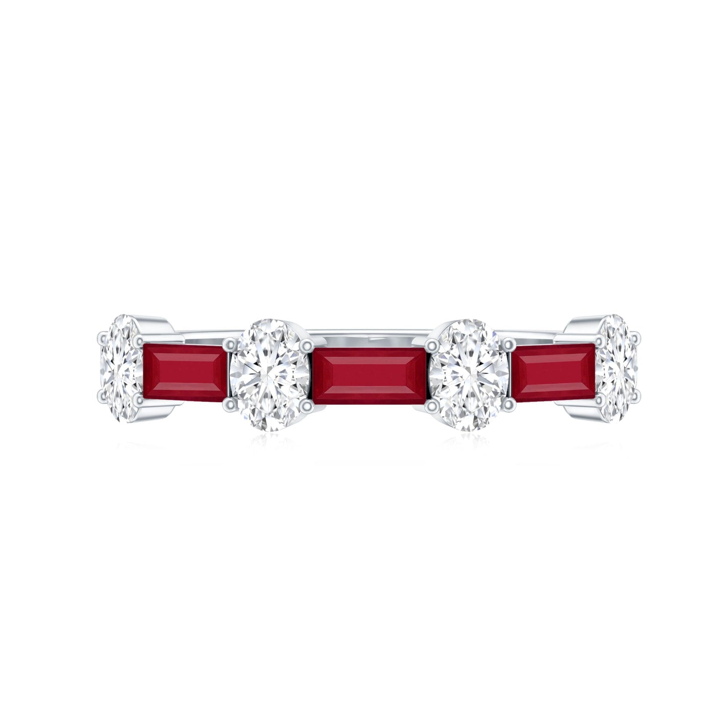 Ruby and Lab Grown Diamond Half Eternity Ring