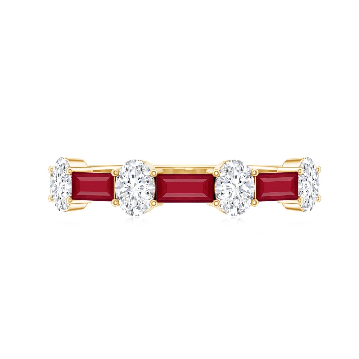 Ruby and Lab Grown Diamond Half Eternity Ring