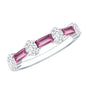 Natural Pink Tourmaline Semi Eternity Ring with Moissanite