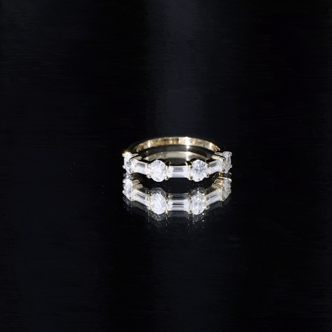 Oval and Baguette Cut Moissanite Half Eternity Ring
