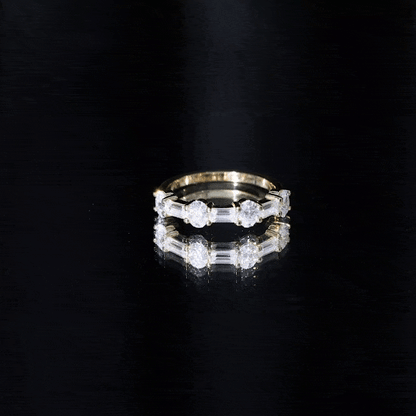 Oval and Baguette Cut Moissanite Half Eternity Ring