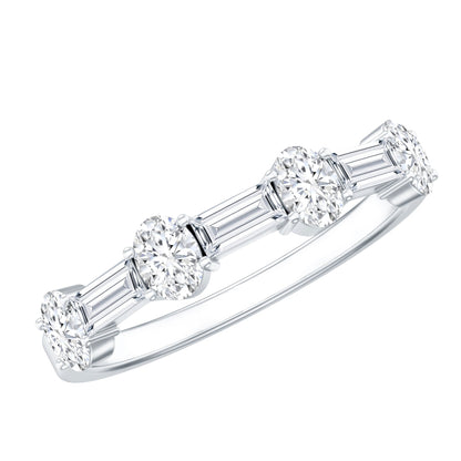 Oval and Baguette Cut Moissanite Half Eternity Ring
