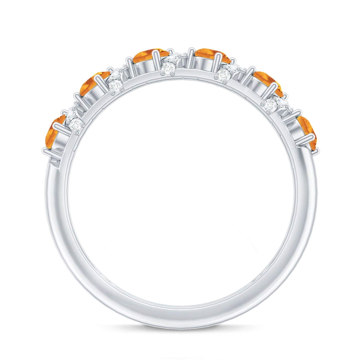 Natural Citrine Diamond Half Eternity Wedding Anniversary Ring