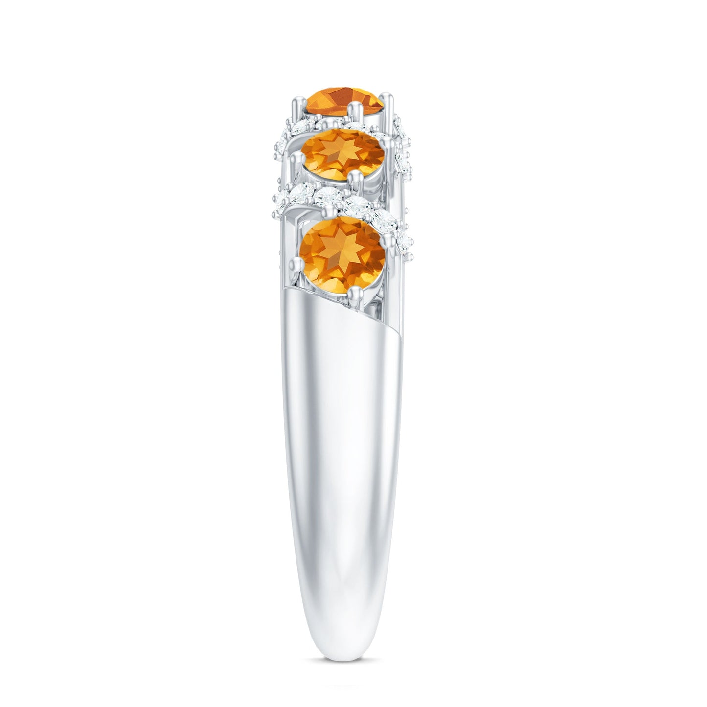 Natural Citrine Diamond Half Eternity Wedding Anniversary Ring