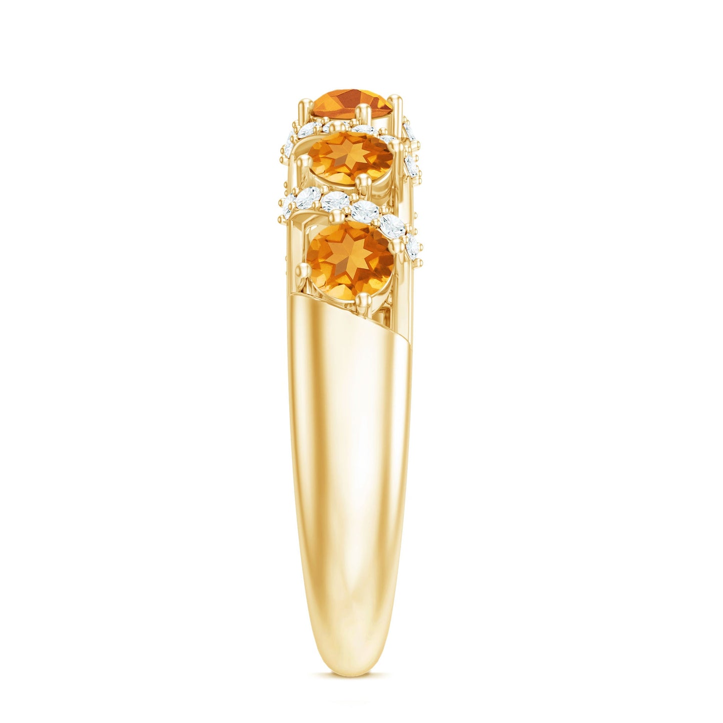 Natural Citrine Diamond Half Eternity Wedding Anniversary Ring