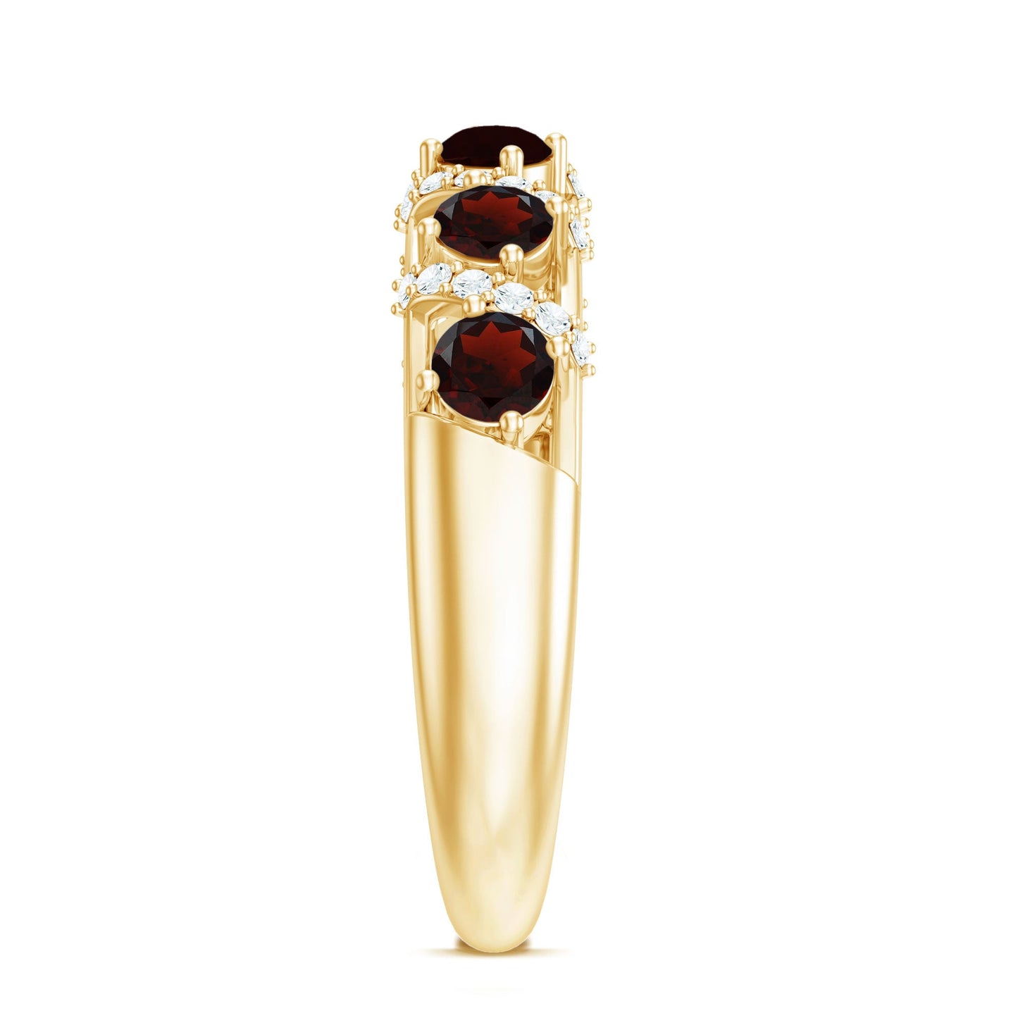 Genuine Red Garnet Diamond Half Eternity Ring for Anniversary