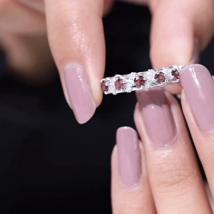 Designer Pink Tourmaline and Diamond Anniversary Ring