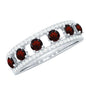 Natural Garnet Half Eternity Band with Diamond