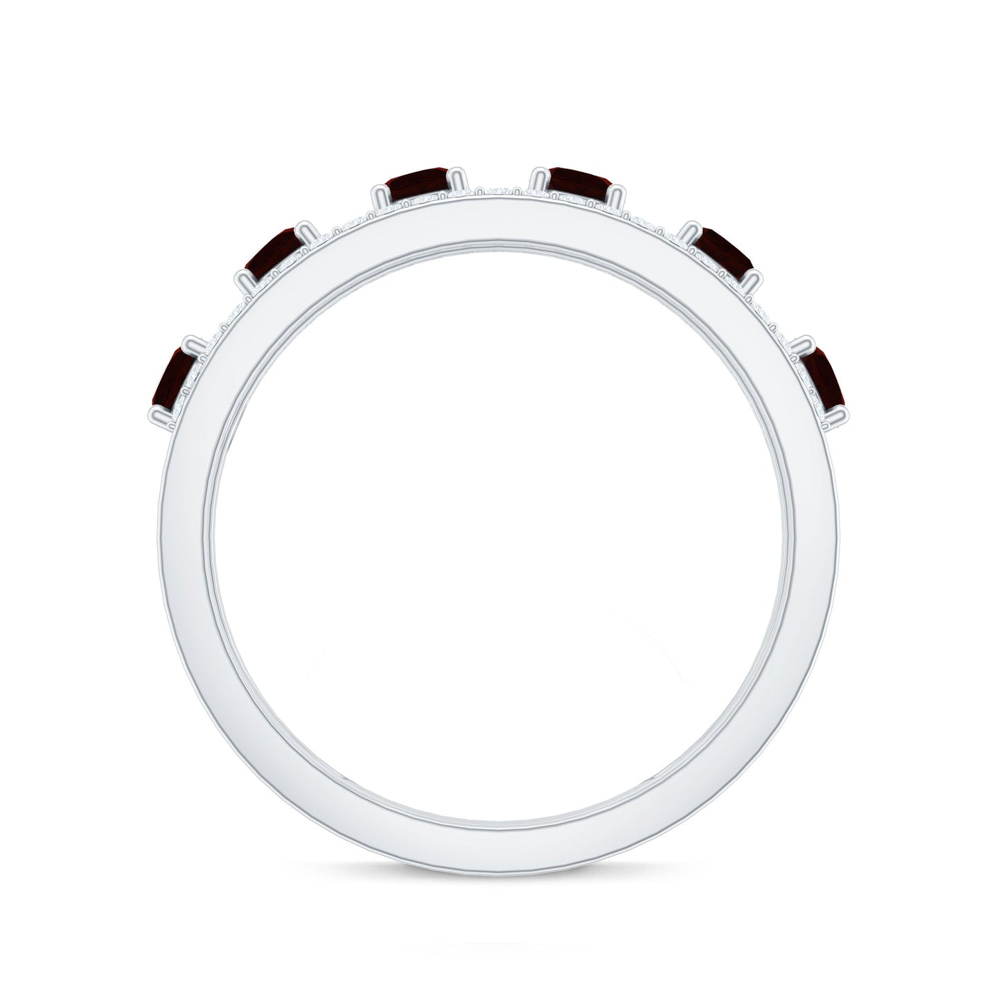 Natural Garnet Half Eternity Band with Diamond