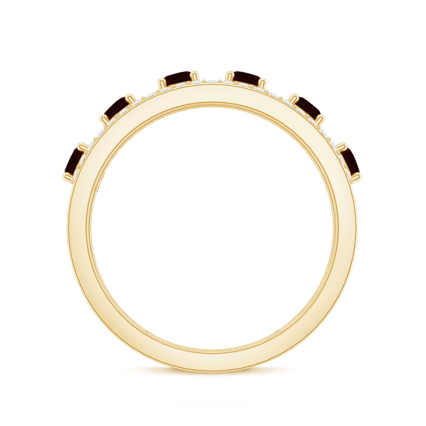 Natural Garnet Half Eternity Band with Diamond