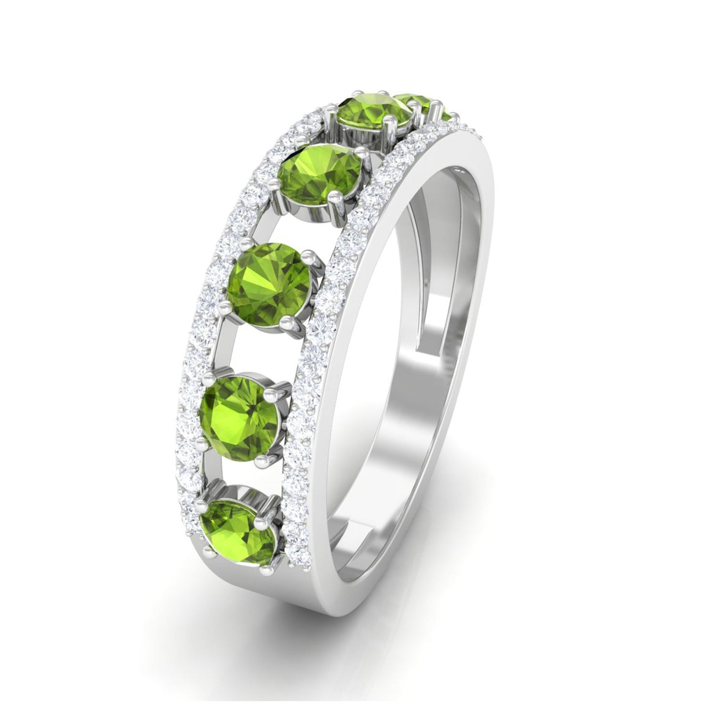 Peridot Anniversary Ring with Diamond