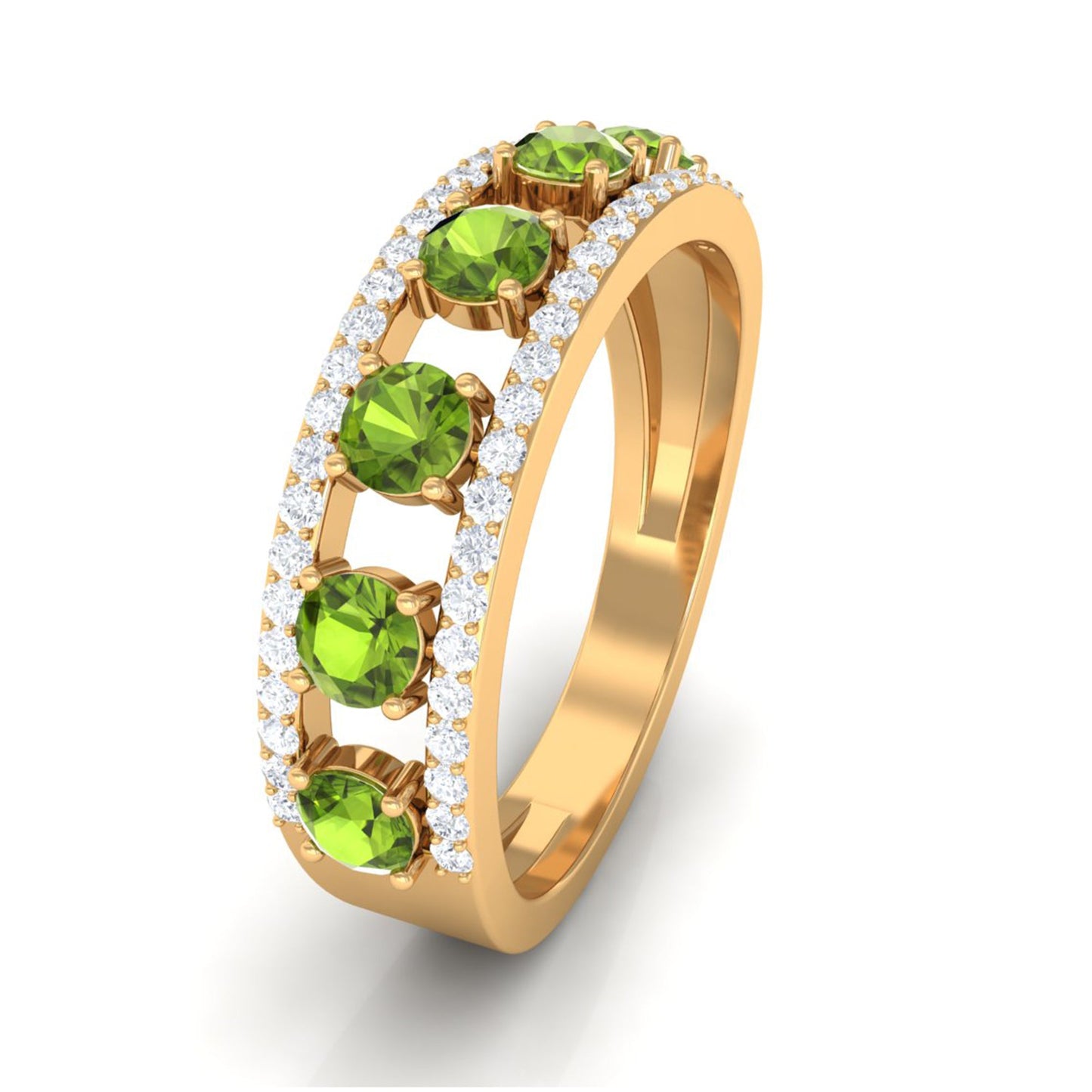 Peridot Anniversary Ring with Diamond