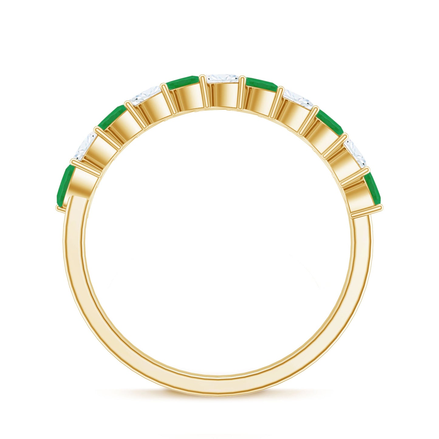 Genuine Marquise Emerald Diamond Half Eternity Ring for Wedding