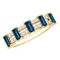 Baguette London Blue Topaz Half Eternity Band with Diamond