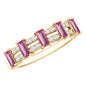 Natural Pink Tourmaline Wide Half Eternity Ring with Diamond