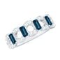 Baguette London Blue Topaz Art Deco Eternity Band with Diamond