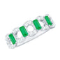 Natural Baguette Emerald Diamond Art Deco Half Eternity Ring