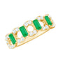Natural Baguette Emerald Diamond Art Deco Half Eternity Ring