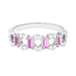 Real Pink Tourmaline Art Deco Half Eternity Ring with Diamond