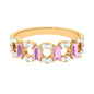 Real Pink Tourmaline Art Deco Half Eternity Ring with Diamond