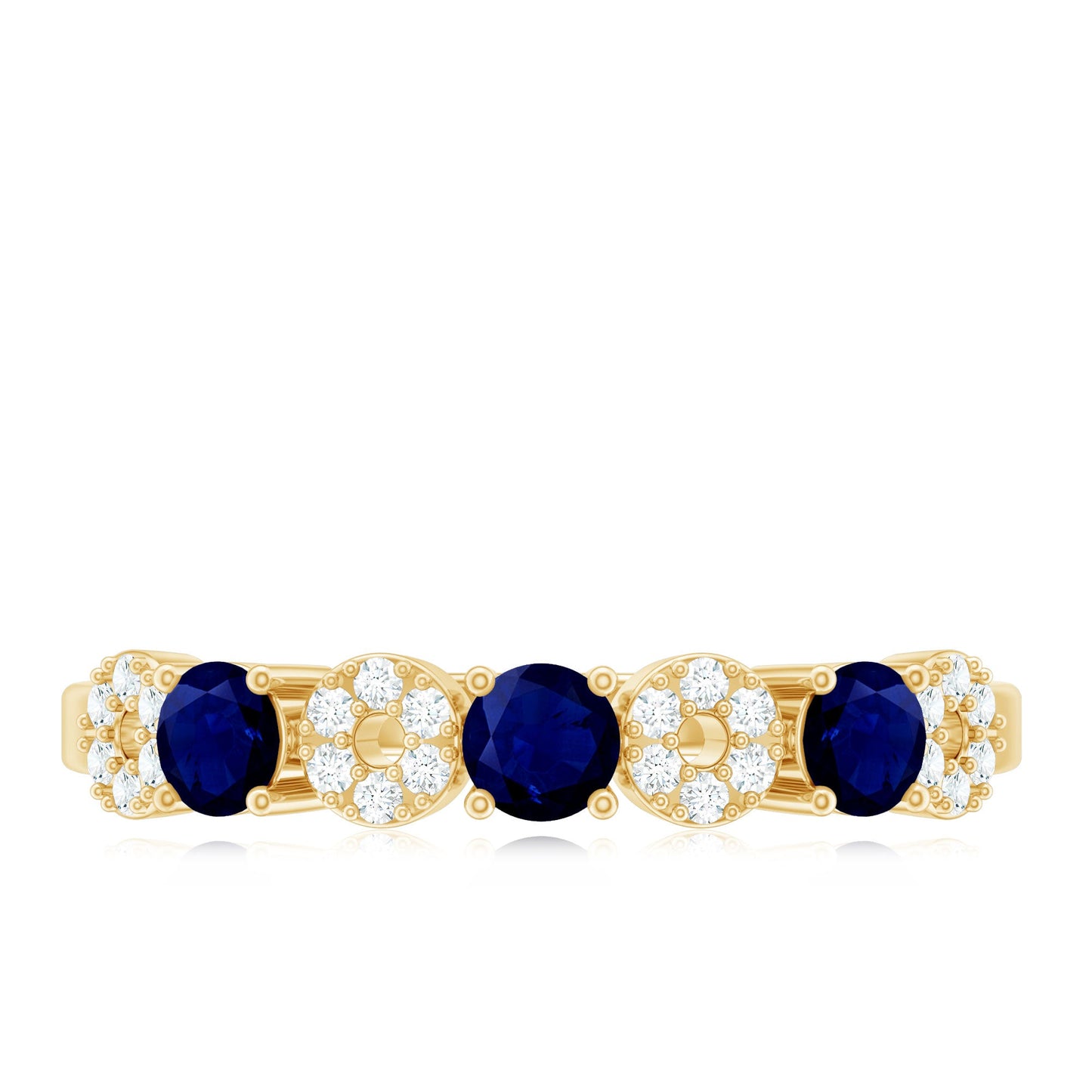 Natural Blue Sapphire Diamond Half Eternity Ring for Women