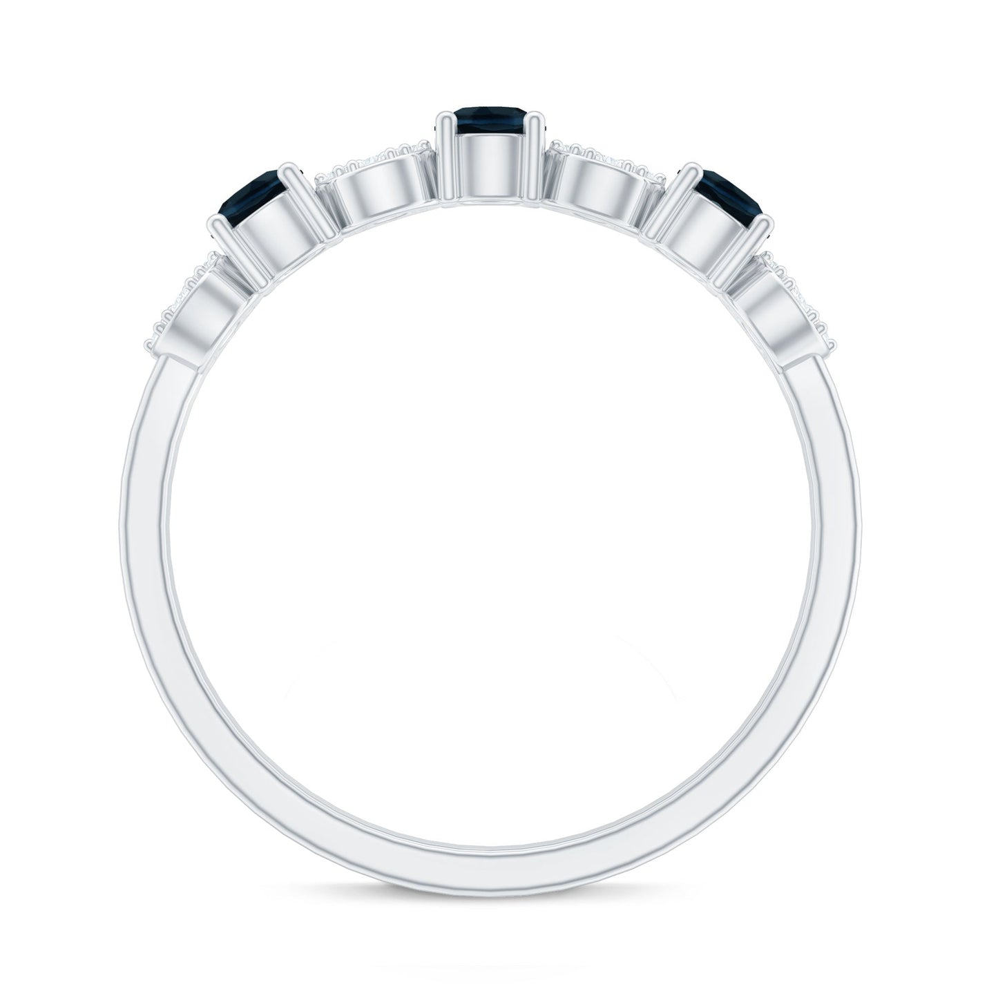 Natural London Blue Topaz Eternity Band Ring with Diamond