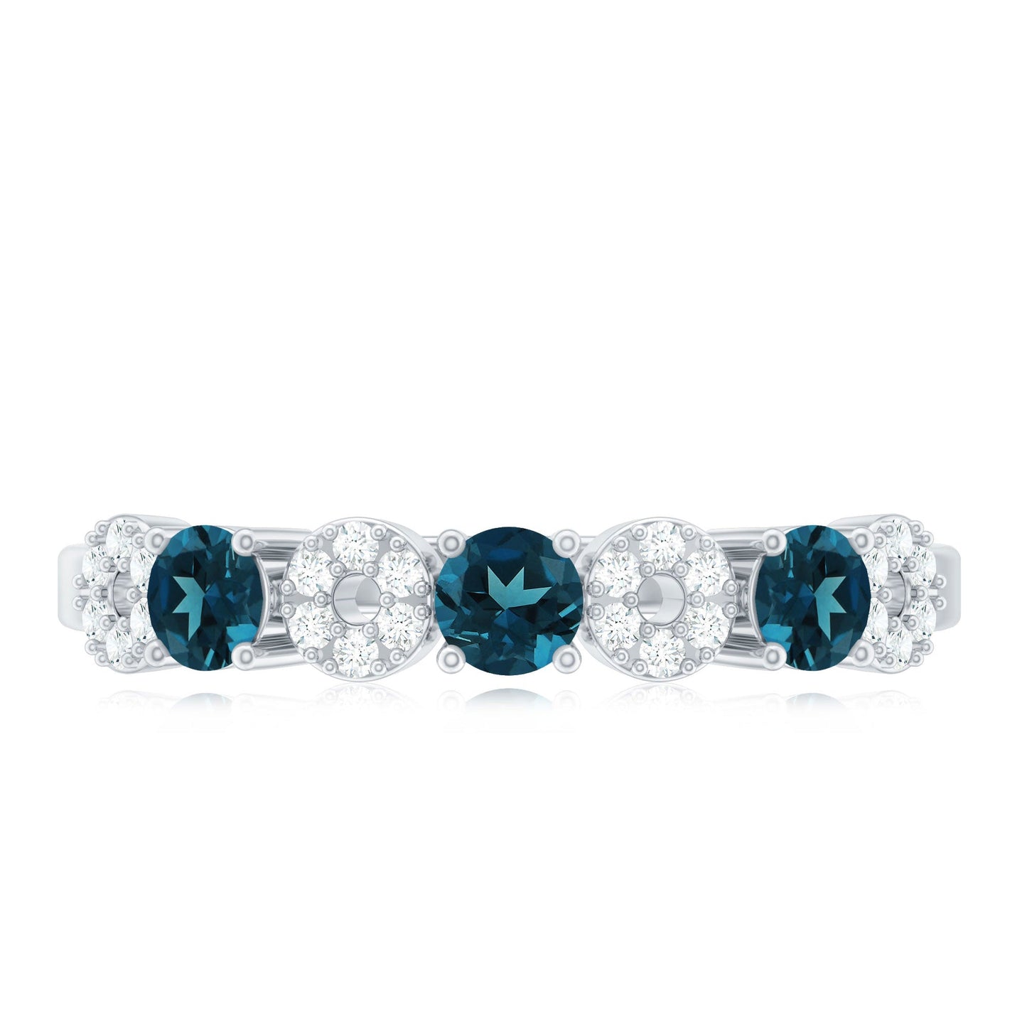 Natural London Blue Topaz Eternity Band Ring with Diamond
