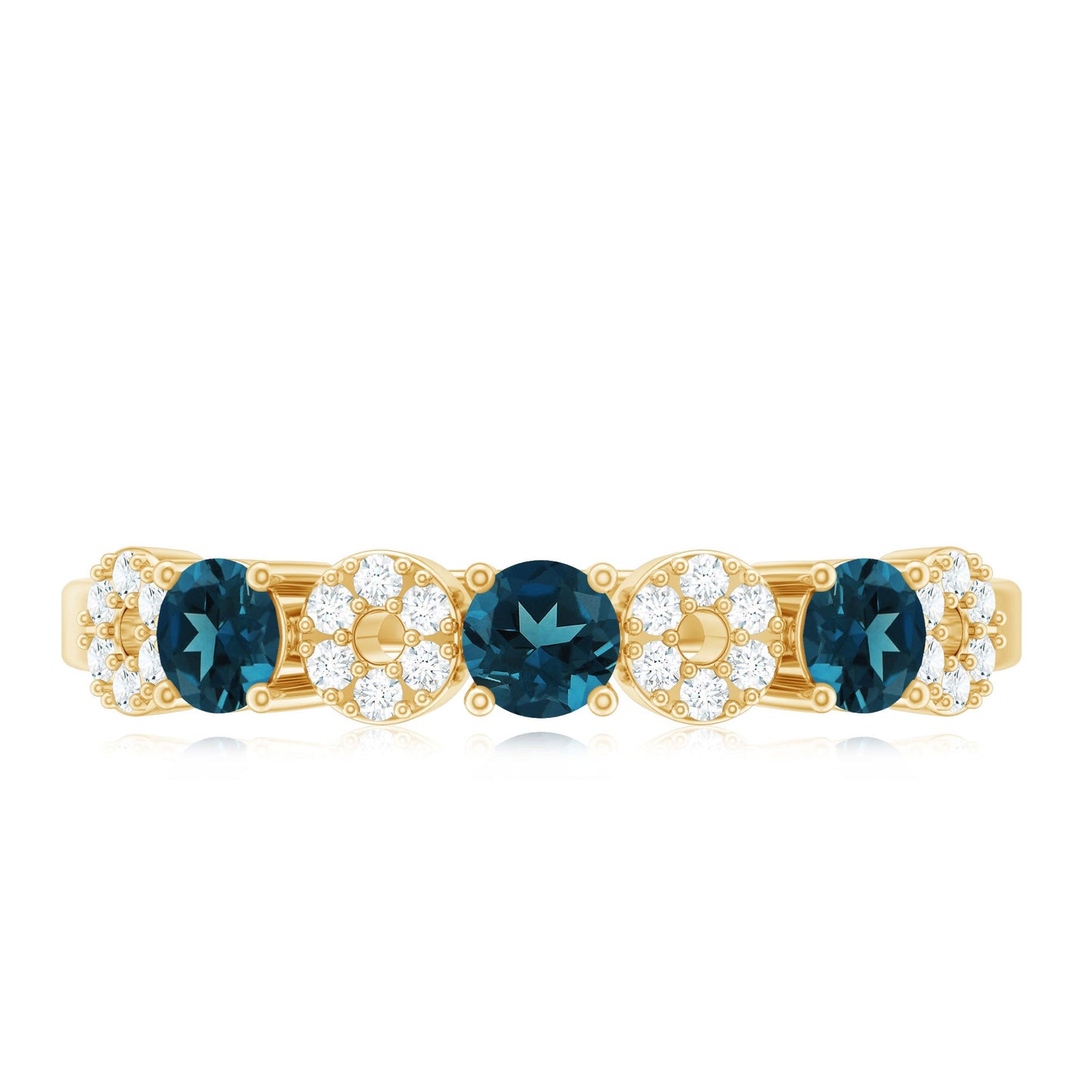 Natural London Blue Topaz Eternity Band Ring with Diamond