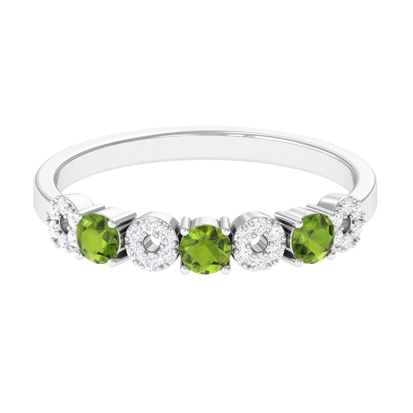Peridot and Diamond Semi Eternity Ring