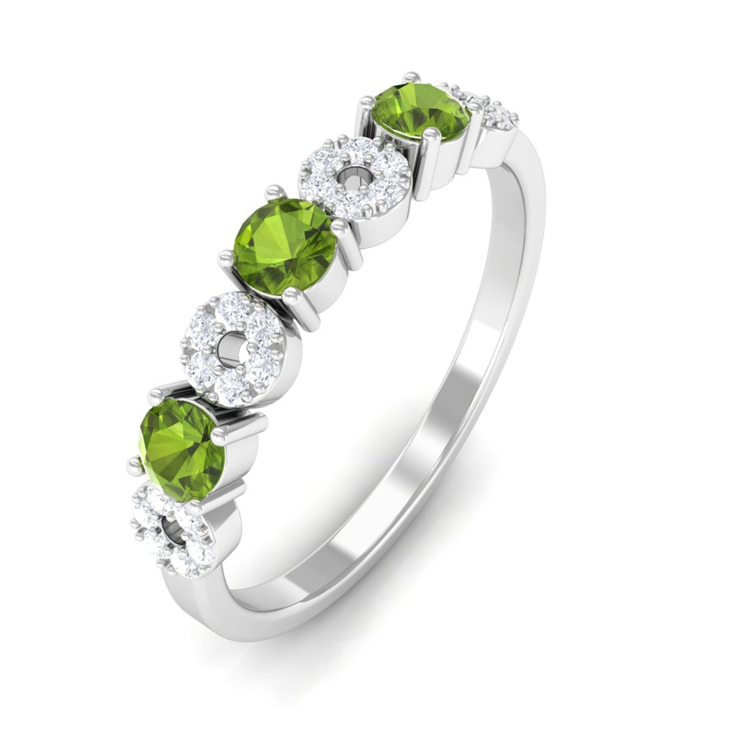 Peridot and Diamond Semi Eternity Ring