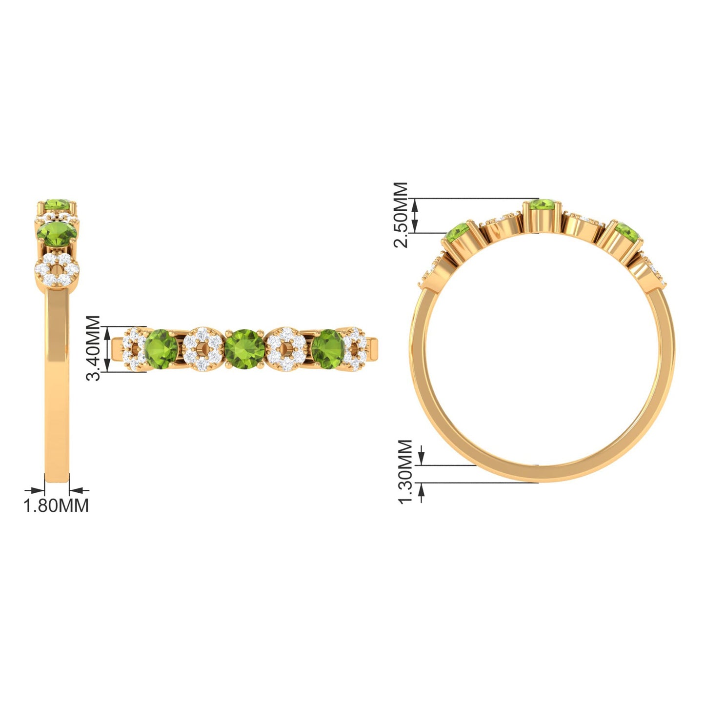 Peridot and Diamond Semi Eternity Ring