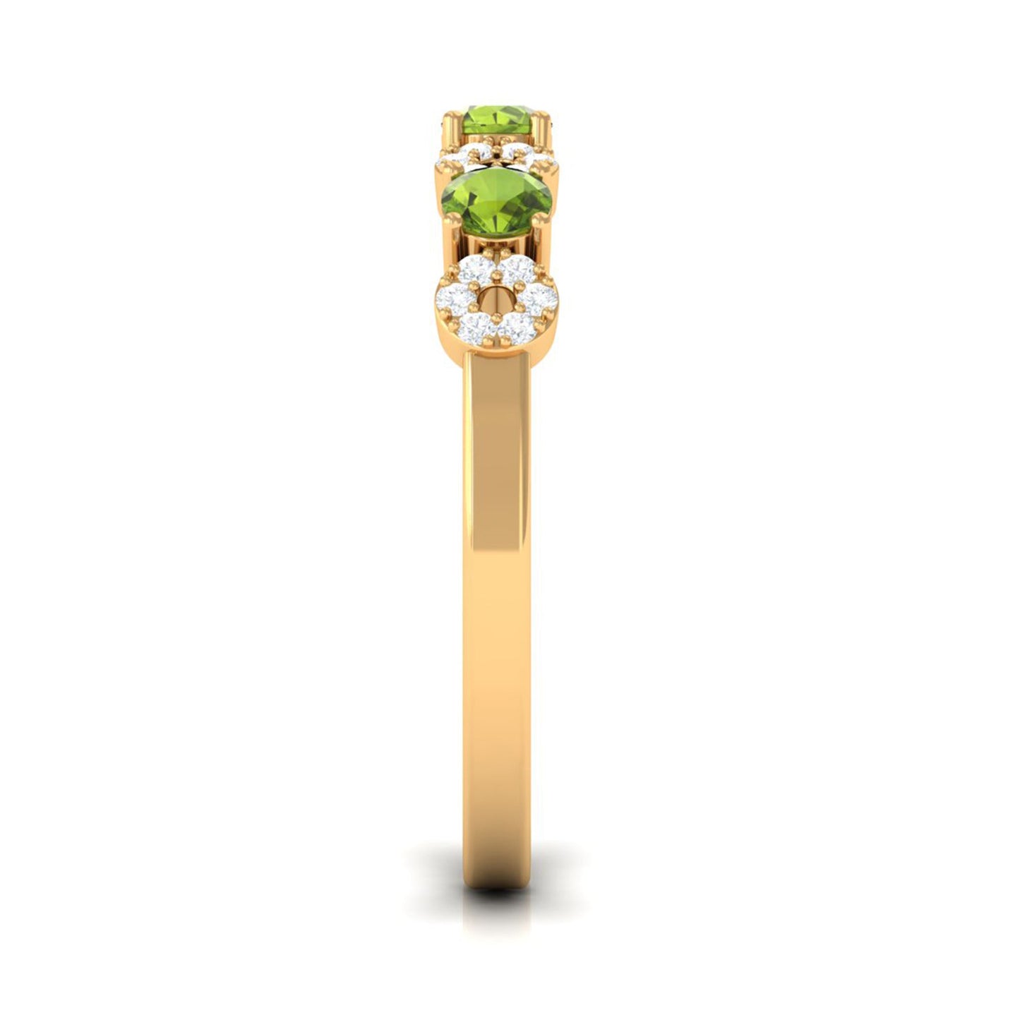 Peridot and Diamond Semi Eternity Ring