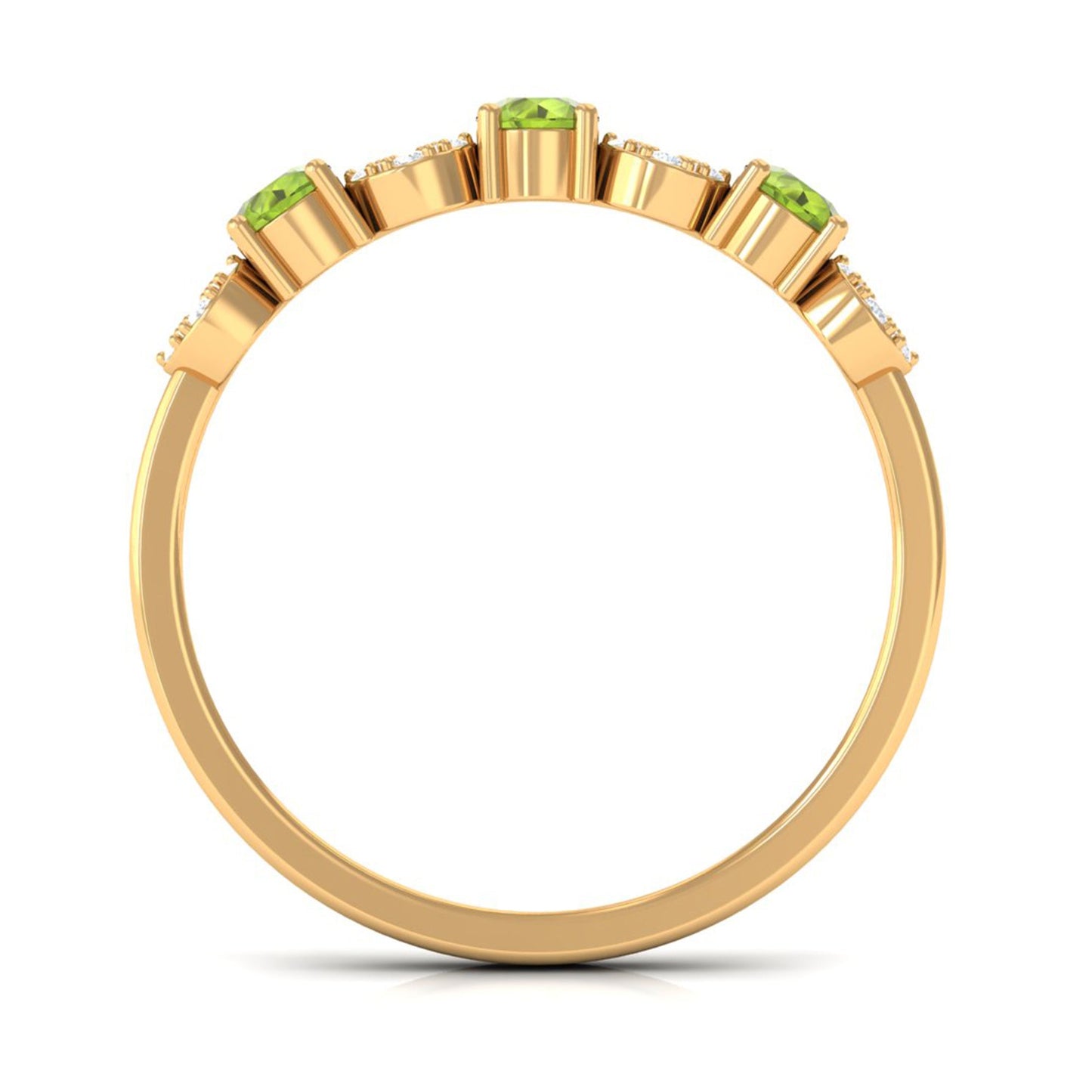 Peridot and Diamond Semi Eternity Ring
