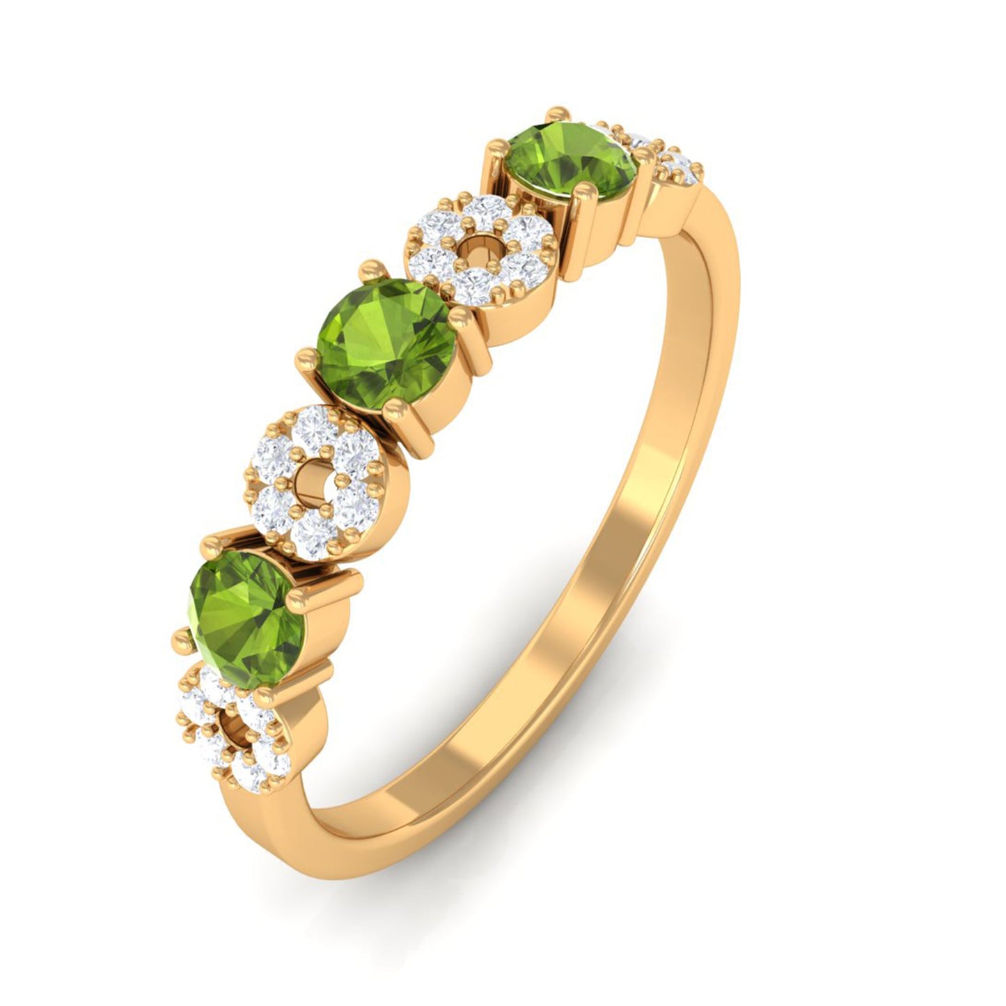 Peridot and Diamond Semi Eternity Ring