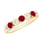 Genuine Ruby Half Eternity Ring with Diamond for Women
