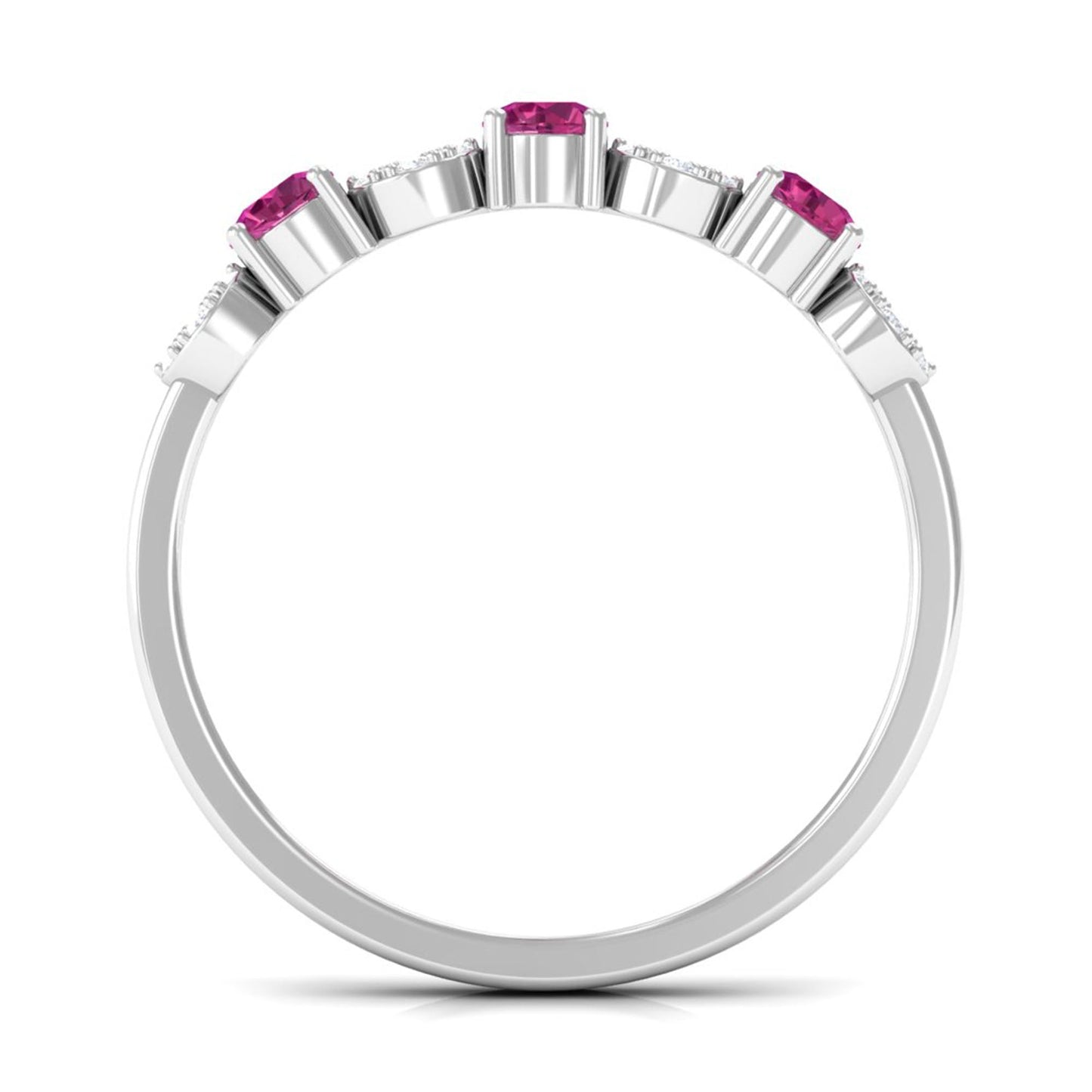 Semi Eternity Ring with Pink Tourmaline and Diamond