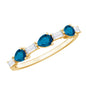 Pear Shape London Blue Topaz Eternity Band with Baguette Diamonds