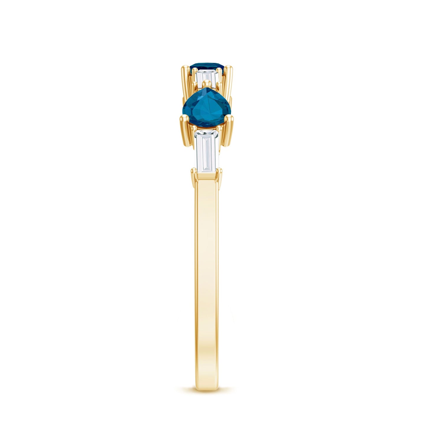 Pear Shape London Blue Topaz Eternity Band with Baguette Diamonds