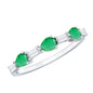Certified Natural Emerald Diamond Half Eternity Anniversary Ring in East West Style