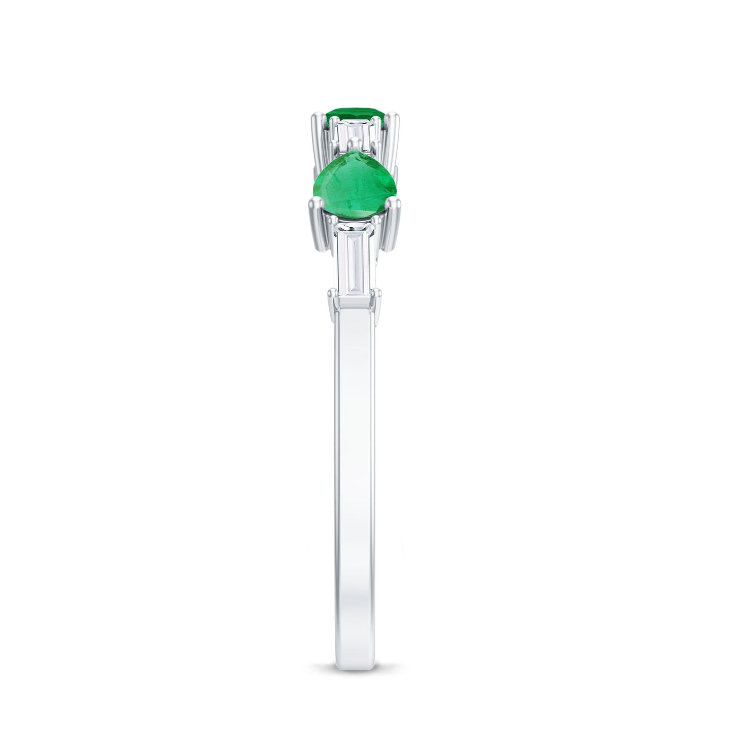 Certified Natural Emerald Diamond Half Eternity Anniversary Ring in East West Style