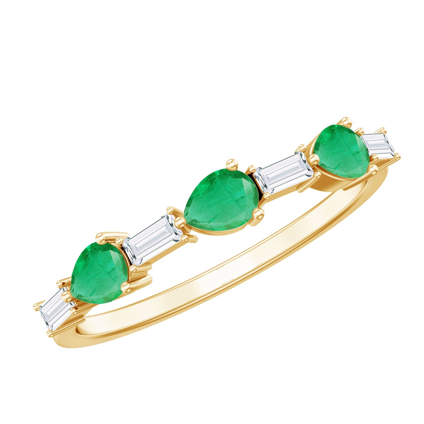 Certified Natural Emerald Diamond Half Eternity Anniversary Ring in East West Style
