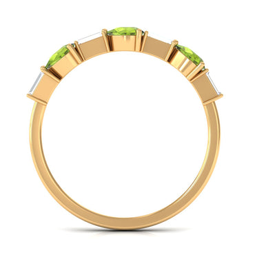 Peridot and Moissanite East West Half Eternity Ring
